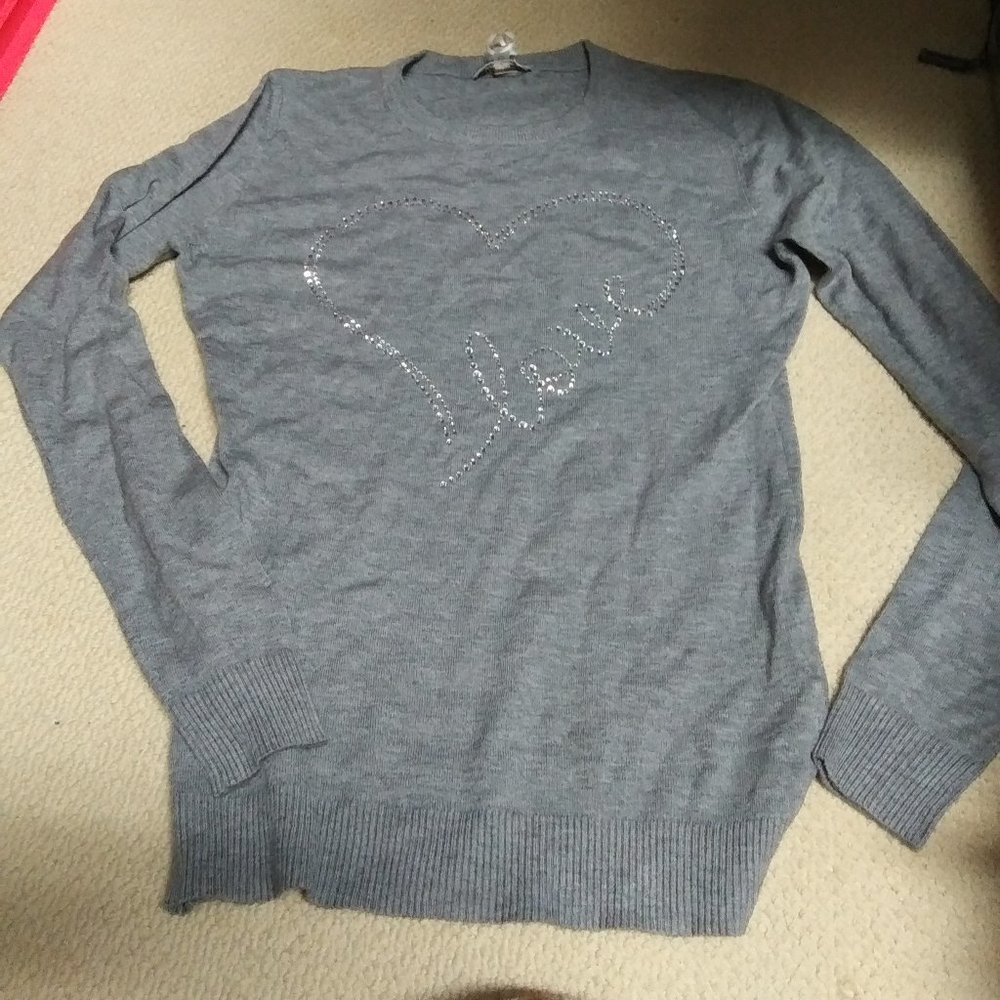 Vila Milano sequin heart sweater xs